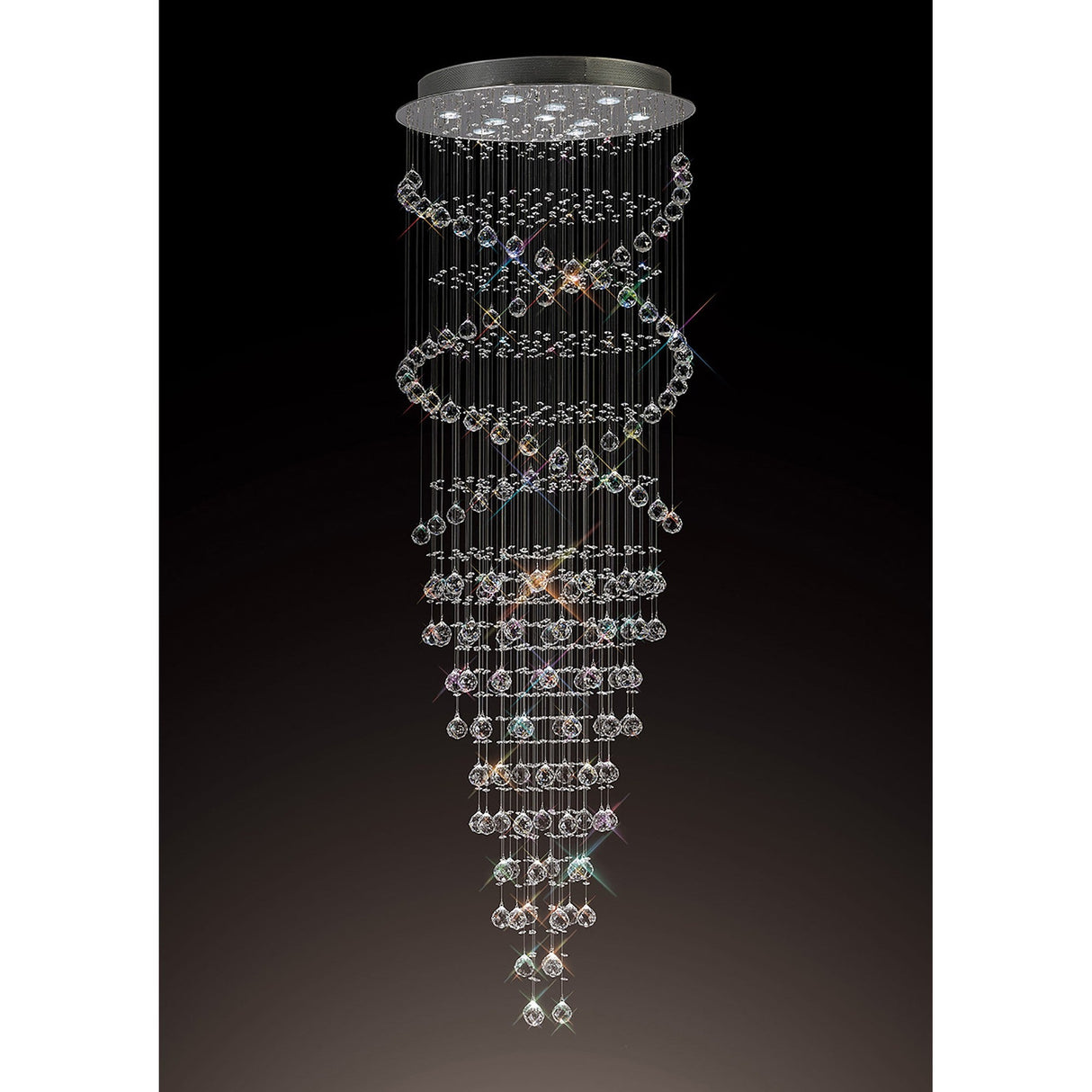 Colorado 10 Light Corkscrew Crystal Cluster Pendant Light - Polished Chrome