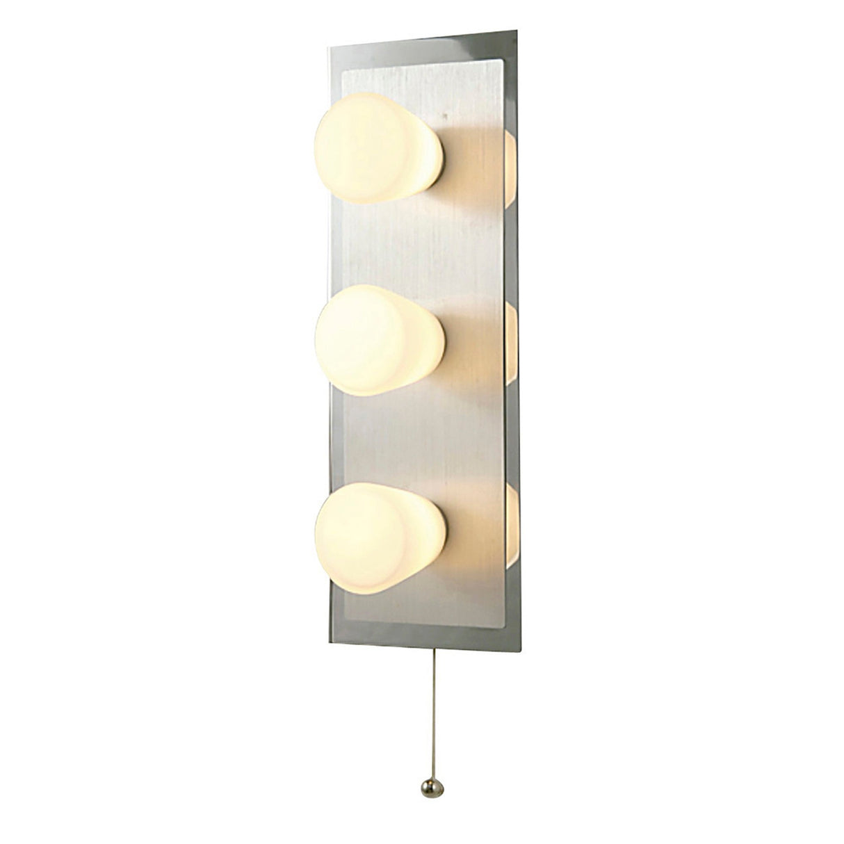 Cone 3 Light Bathroom Wall Light With Pull-Cord - Chrome