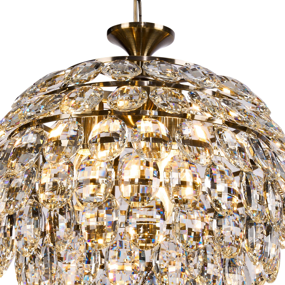 Coniston 3 Light Crystal Pendant Light – Antique Brass