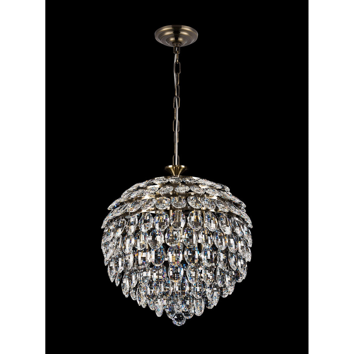 Coniston 6 Light Crystal Pendant Light – Antique Brass
