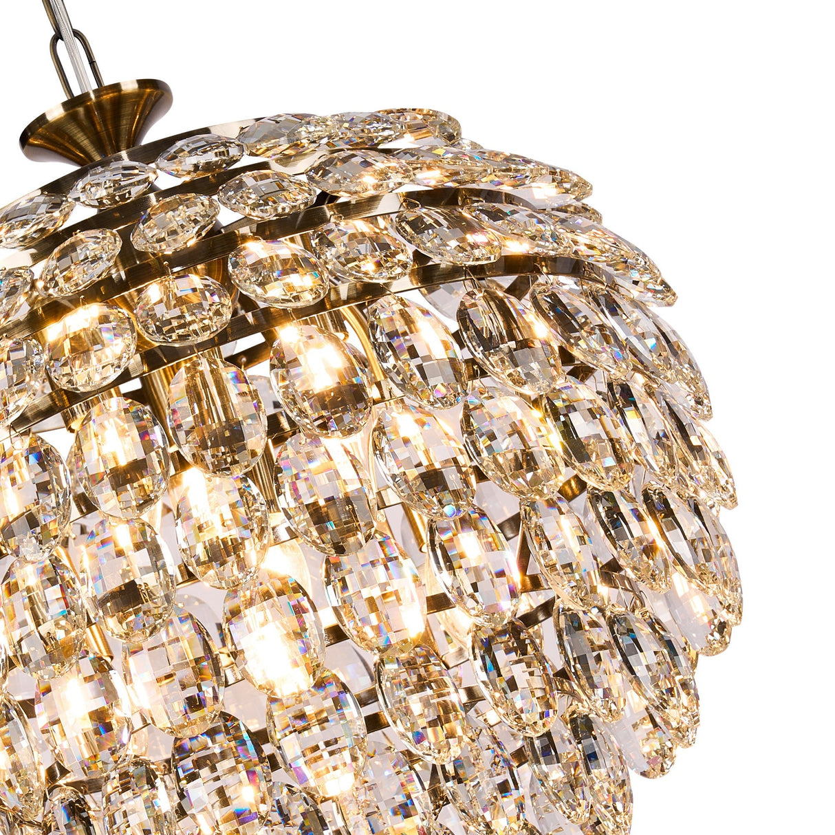 Coniston 6 Light Crystal Pendant Light – Antique Brass