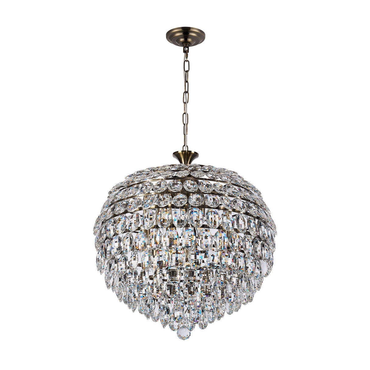 Coniston 54cm 9 Light Crystal Chandelier - Antique Brass