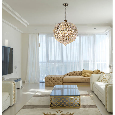 Coniston 54cm 9 Light Crystal Chandelier - Antique Brass