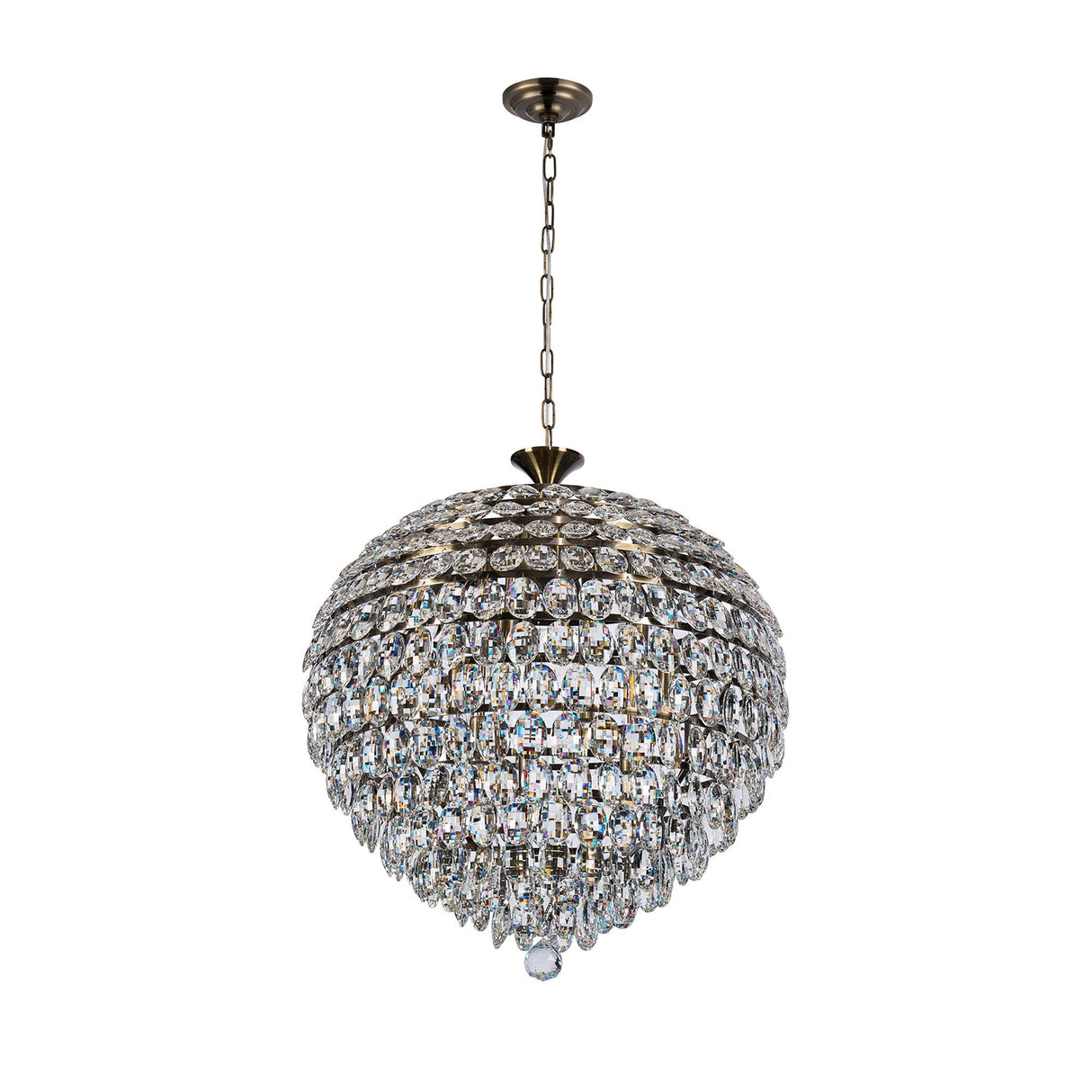 Coniston 12 Light Crystal Pendant Light – Antique Brass
