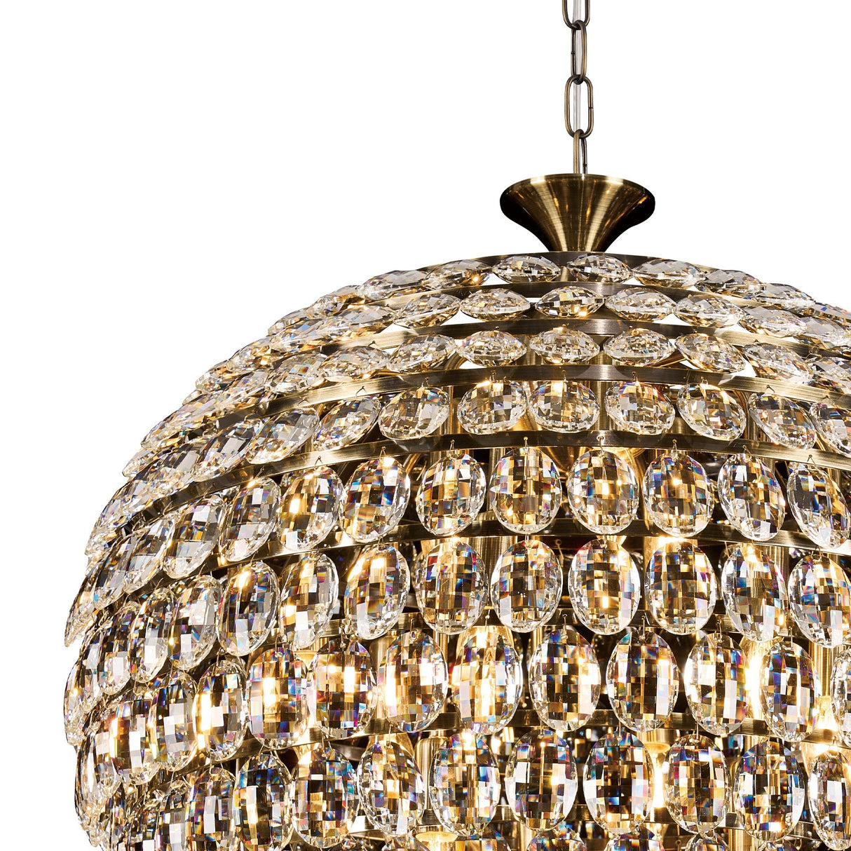 Coniston 12 Light Crystal Pendant Light – Antique Brass