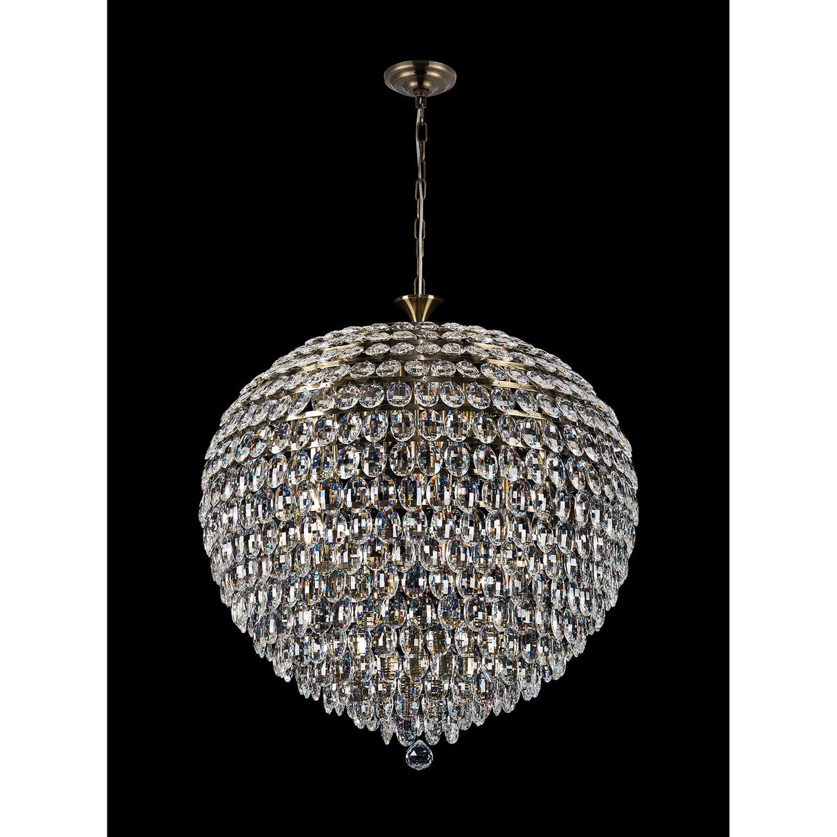 Coniston 80cm 16 Light Crystal Chandelier - Antique Brass