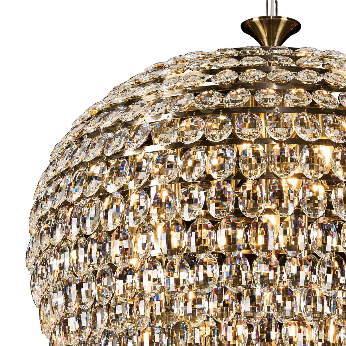 Coniston 80cm 16 Light Crystal Chandelier - Antique Brass