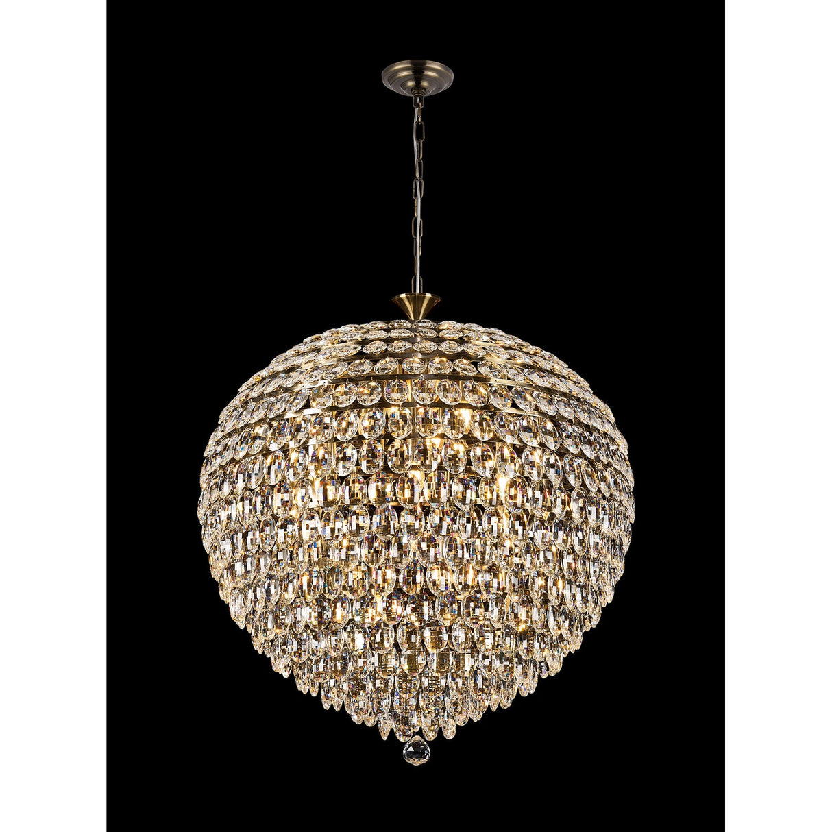 Coniston 80cm 16 Light Crystal Chandelier - Antique Brass