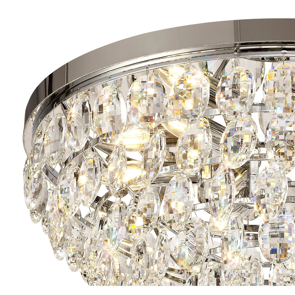Coniston 15 Light Crystal Flush Ceiling Light - Polished Chrome