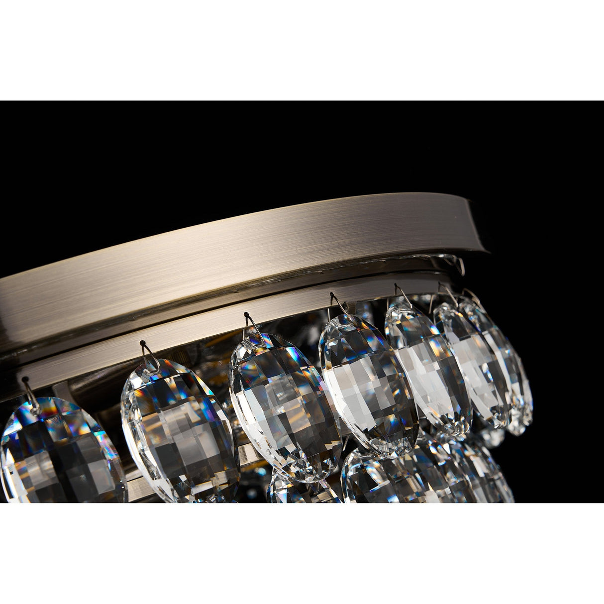 Coniston 12 Light Crystal Flush Ceiling Light - Antique Brass