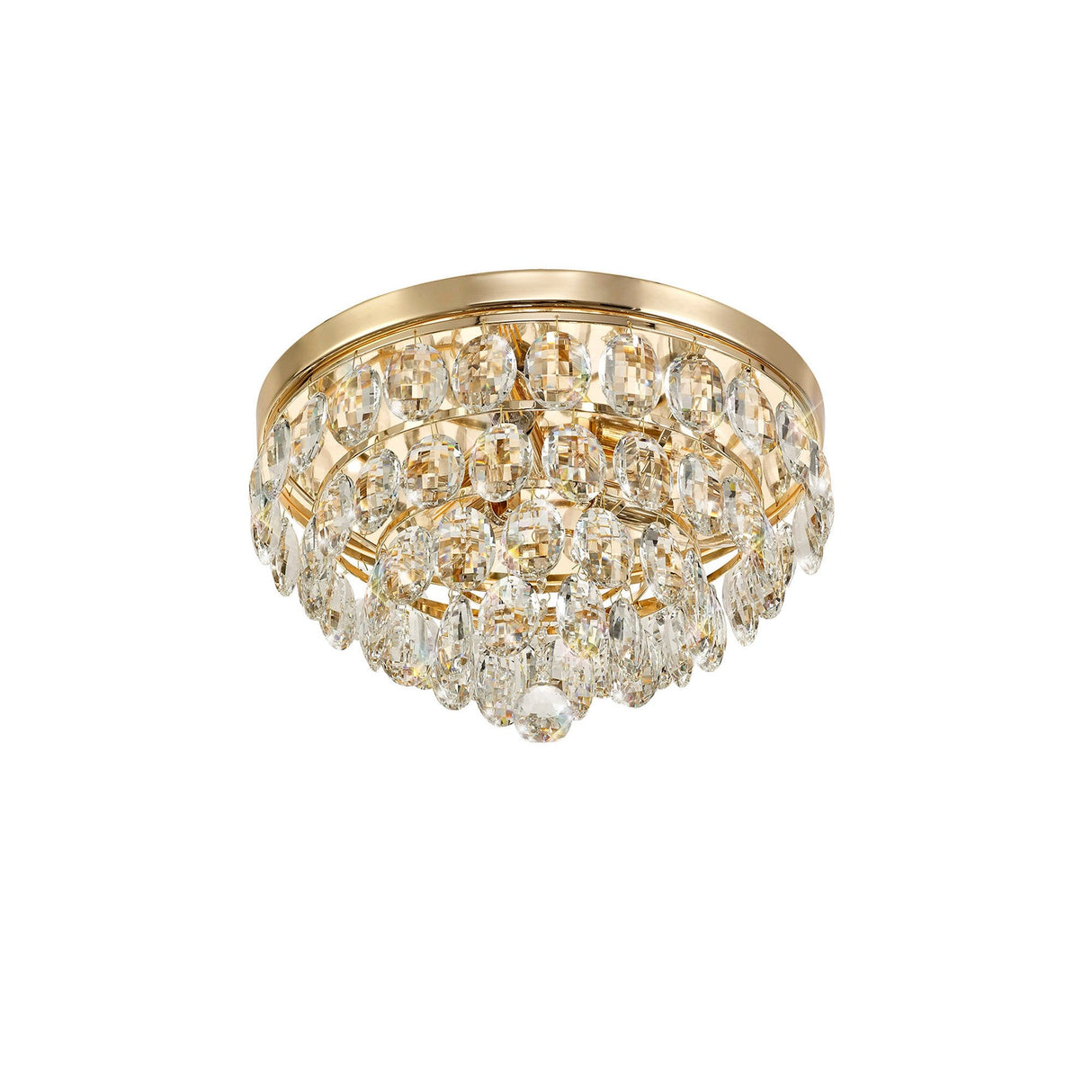 Coniston 12 Light Crystal Flush Ceiling Light - French Gold