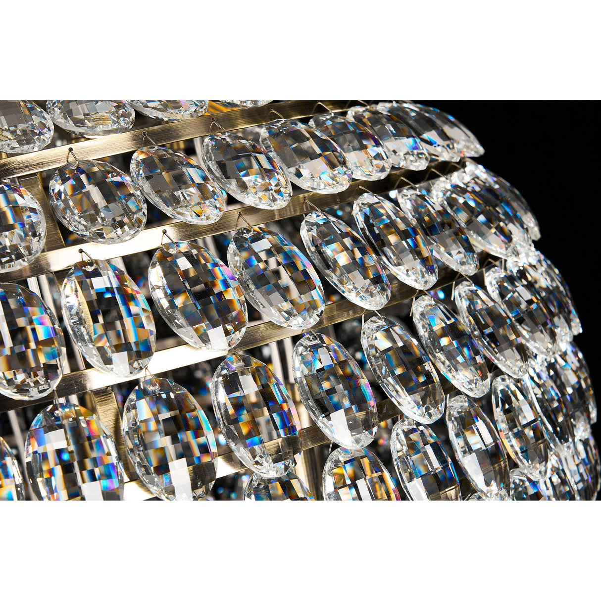 Coniston 3 Light Crystal Flush Ceiling Light - Antique Brass