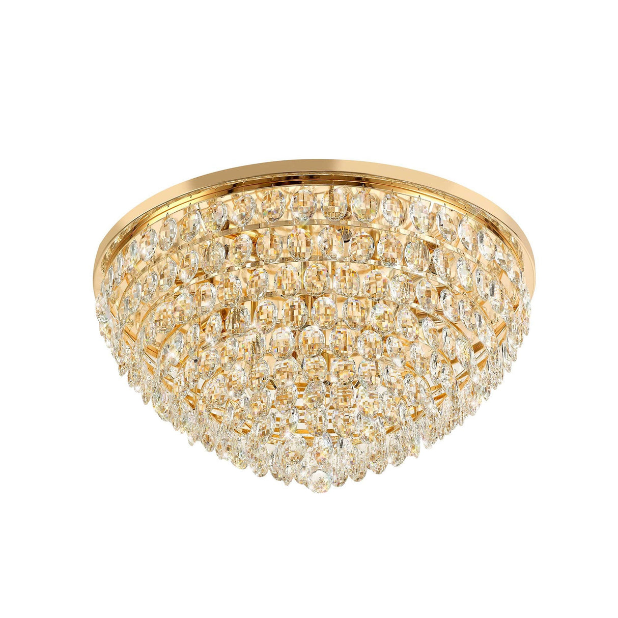 Coniston 3 Light Crystal Flush Ceiling Light - French Gold
