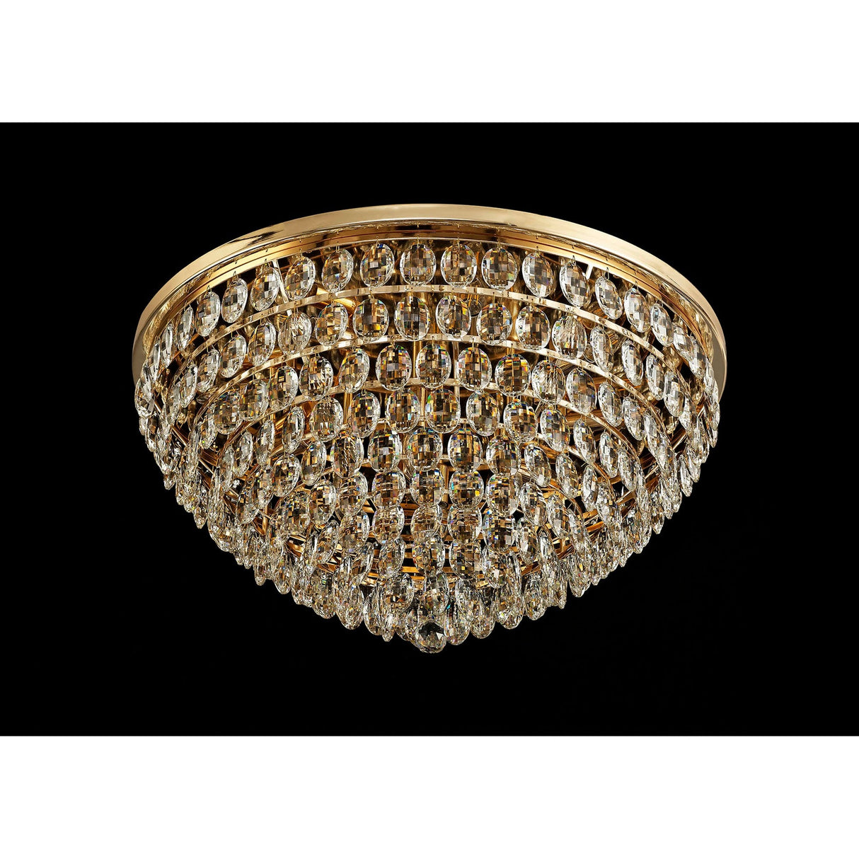 Coniston 3 Light Crystal Flush Ceiling Light - French Gold