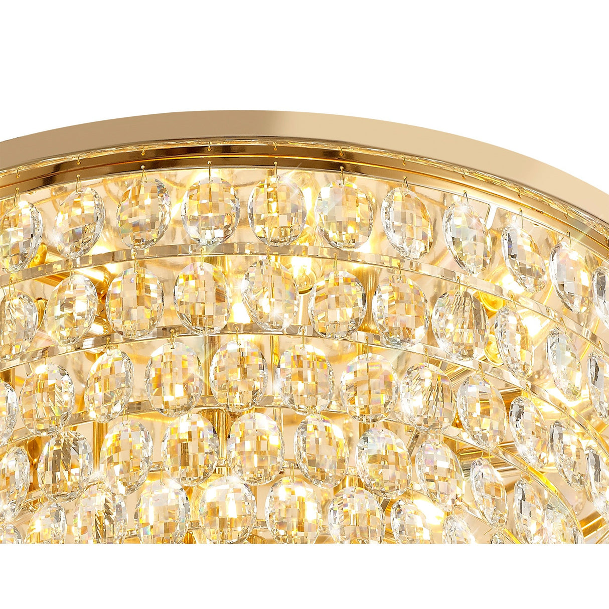 Coniston 3 Light Crystal Flush Ceiling Light - French Gold