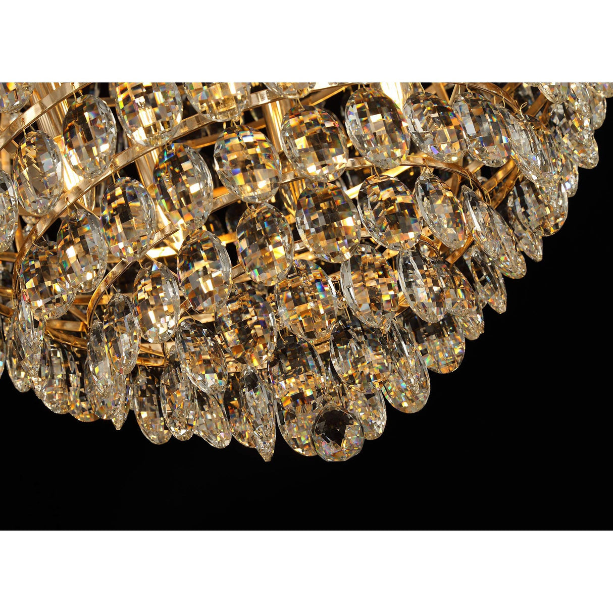 Coniston 3 Light Crystal Flush Ceiling Light - French Gold
