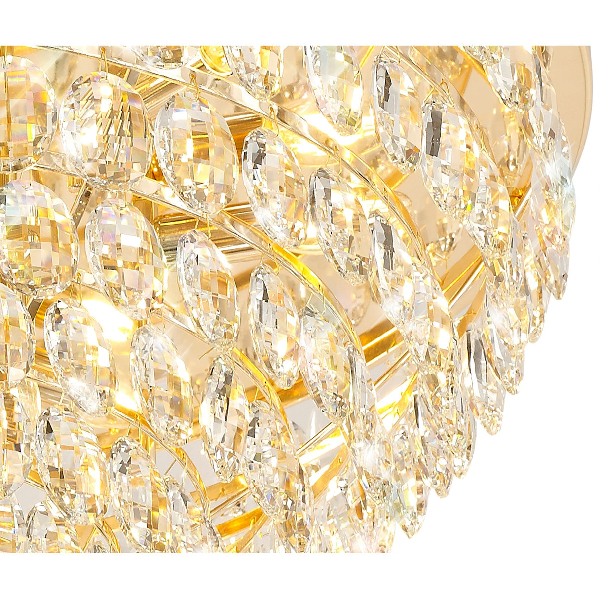 Coniston 3 Light Crystal Flush Ceiling Light - French Gold