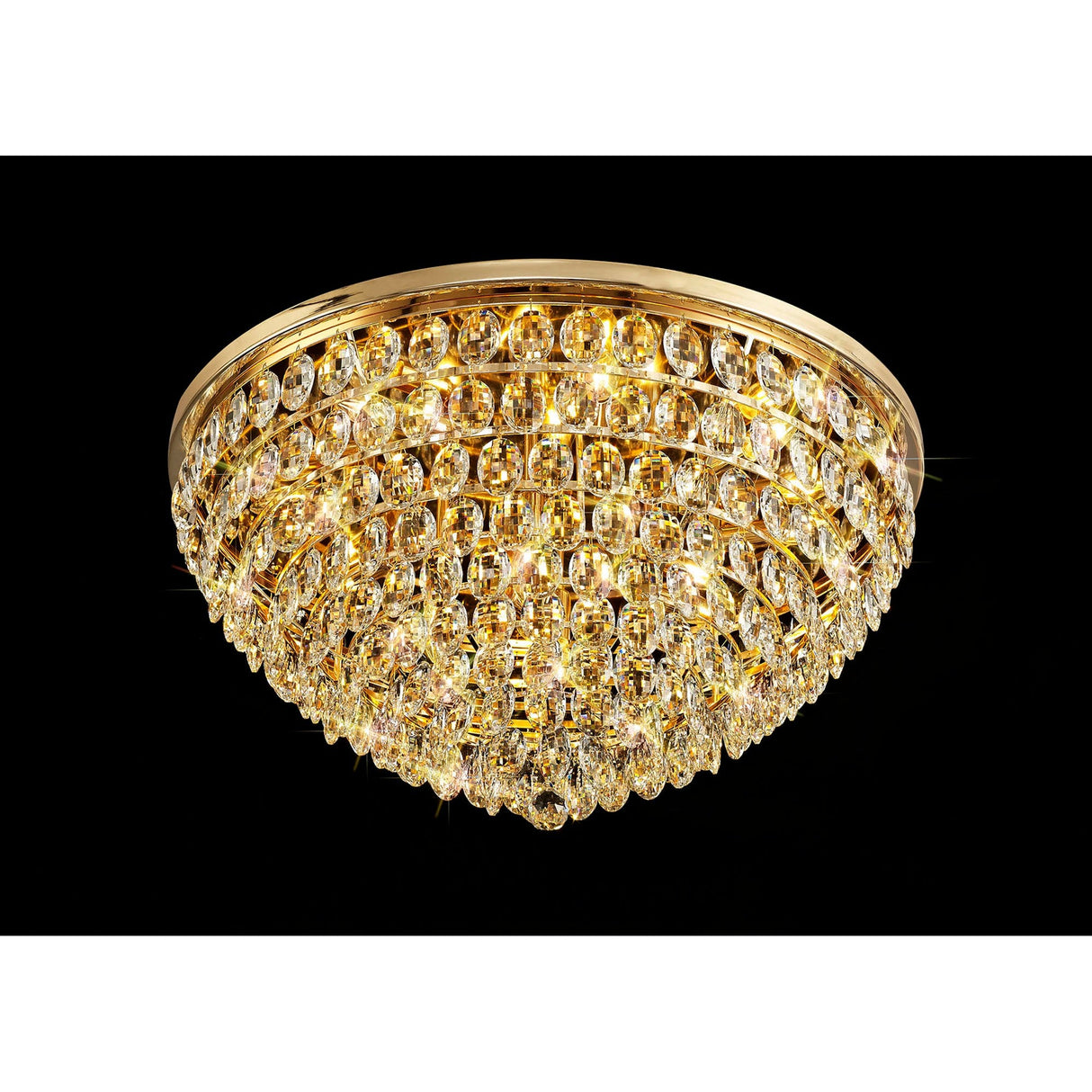 Coniston 3 Light Crystal Flush Ceiling Light - French Gold