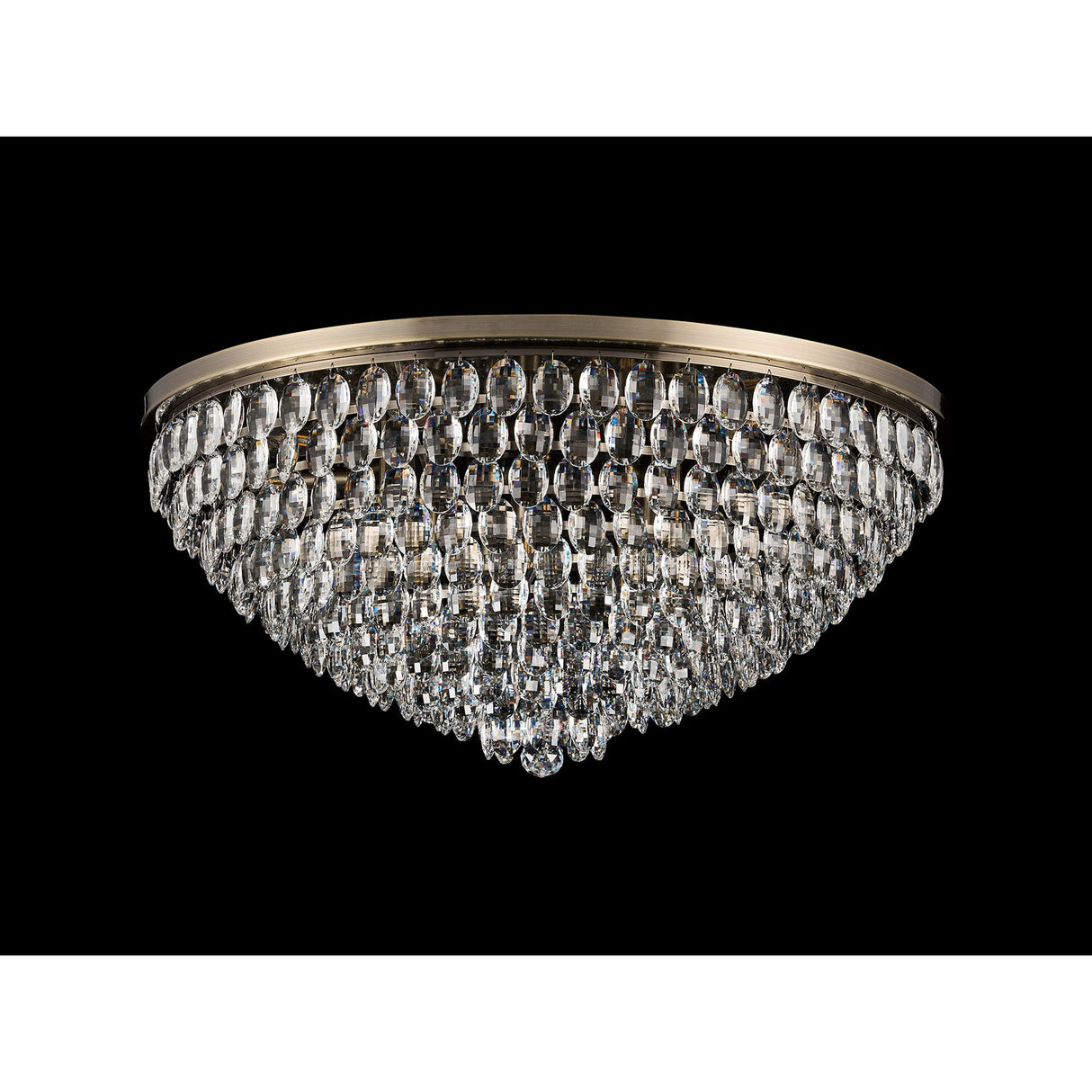 Coniston 6 Light Crystal Flush Ceiling Light - Antique Brass