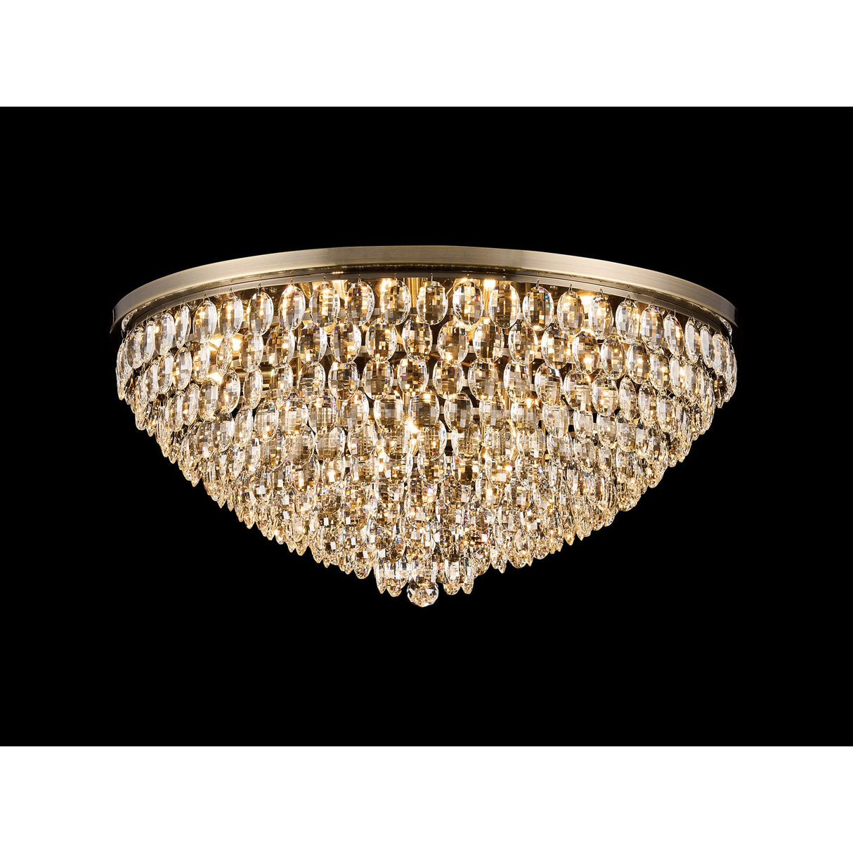 Coniston 6 Light Crystal Flush Ceiling Light - Antique Brass