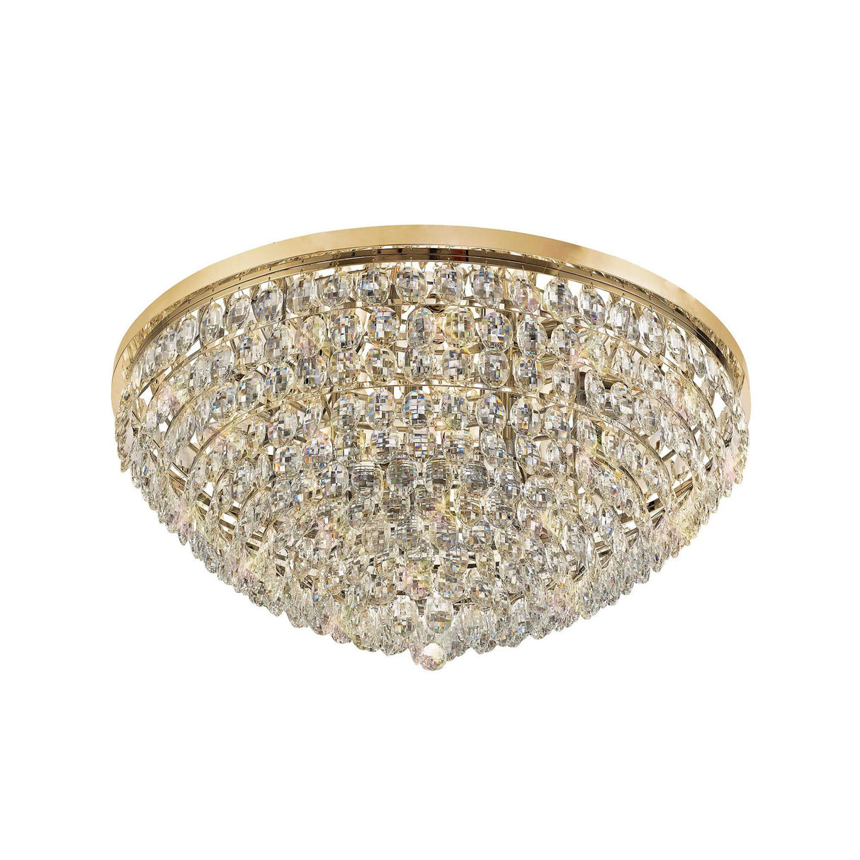 Coniston 6 Light Crystal Flush Ceiling Light - French Gold