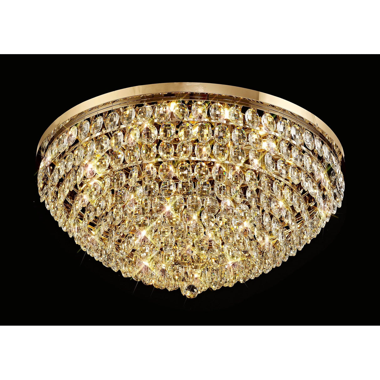 Coniston 6 Light Crystal Flush Ceiling Light - French Gold