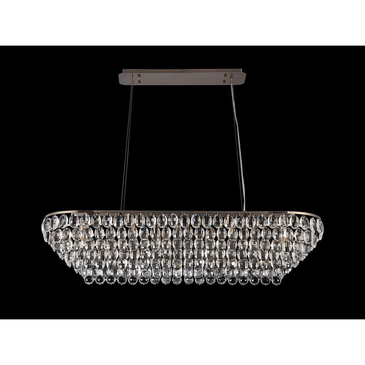 Coniston Liear 14 Light Crystal Linear Suspension Light - Antique Brass
