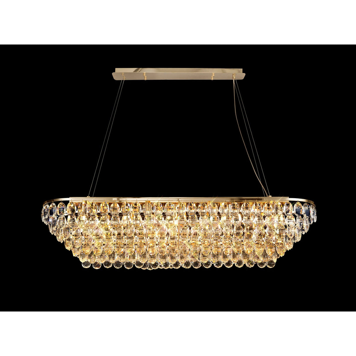 Coniston 14 Light Crystal Linear Suspension Light - French Gold
