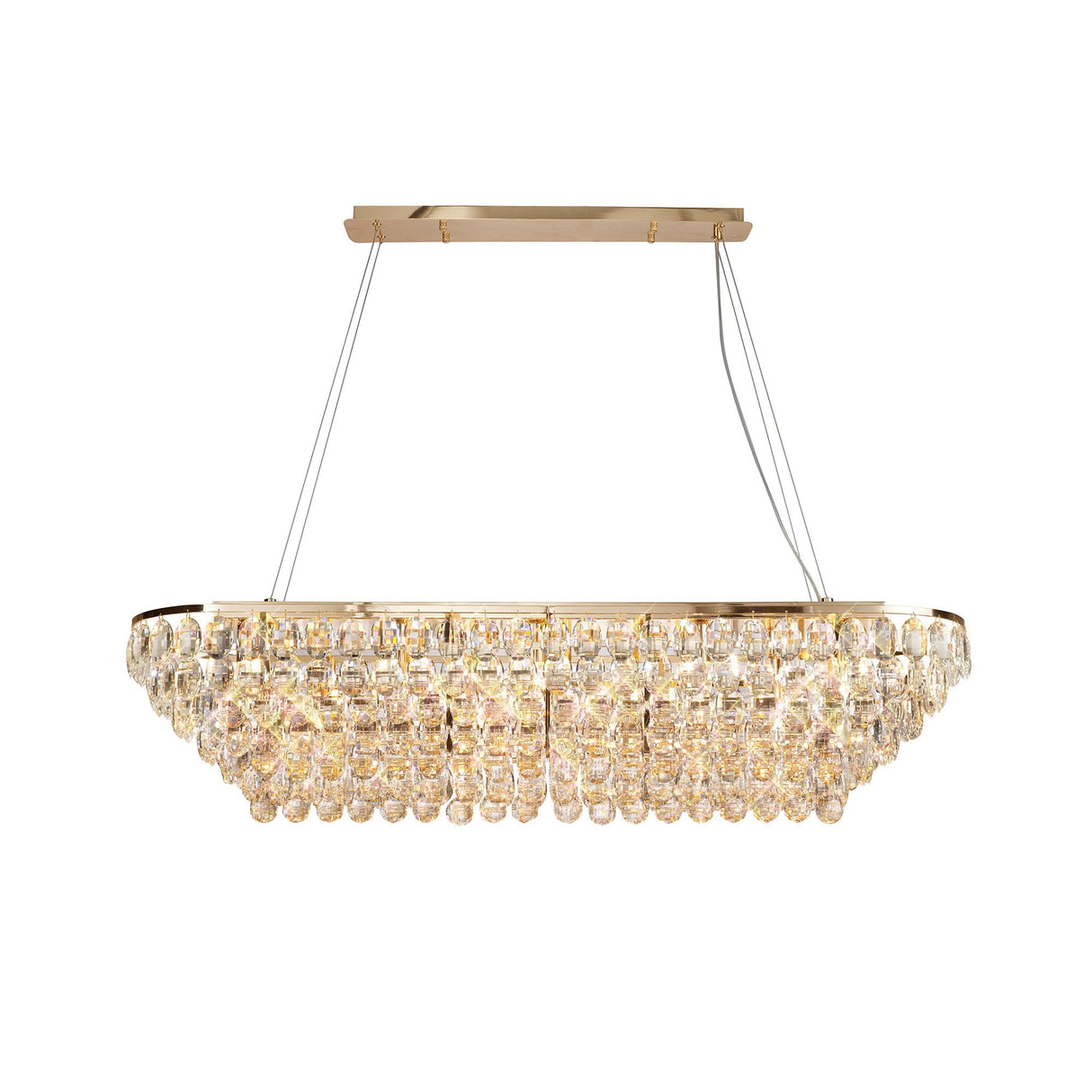 Coniston 14 Light Crystal Linear Suspension Light - French Gold