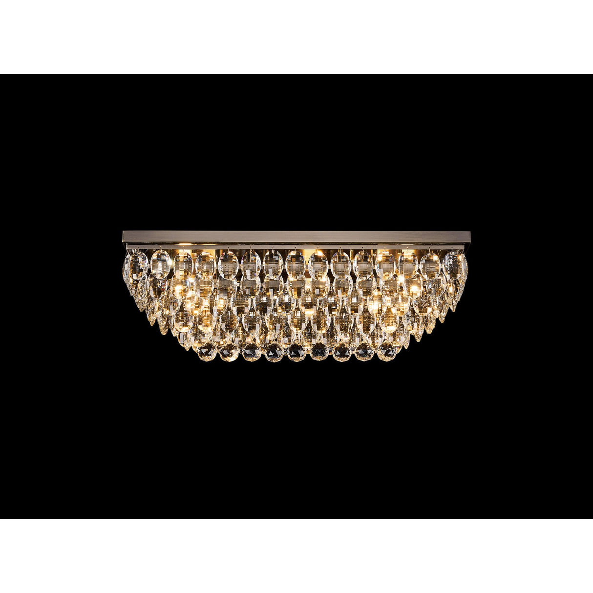 Coniston 11 Light Bar Crystal Flush Ceiling Light - Antique Brass