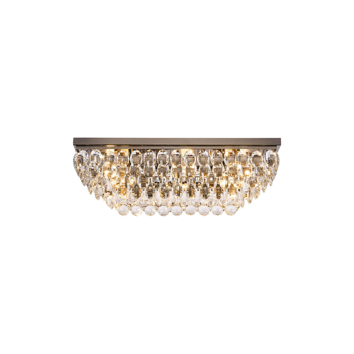 Coniston 11 Light Bar Crystal Flush Ceiling Light - Antique Brass