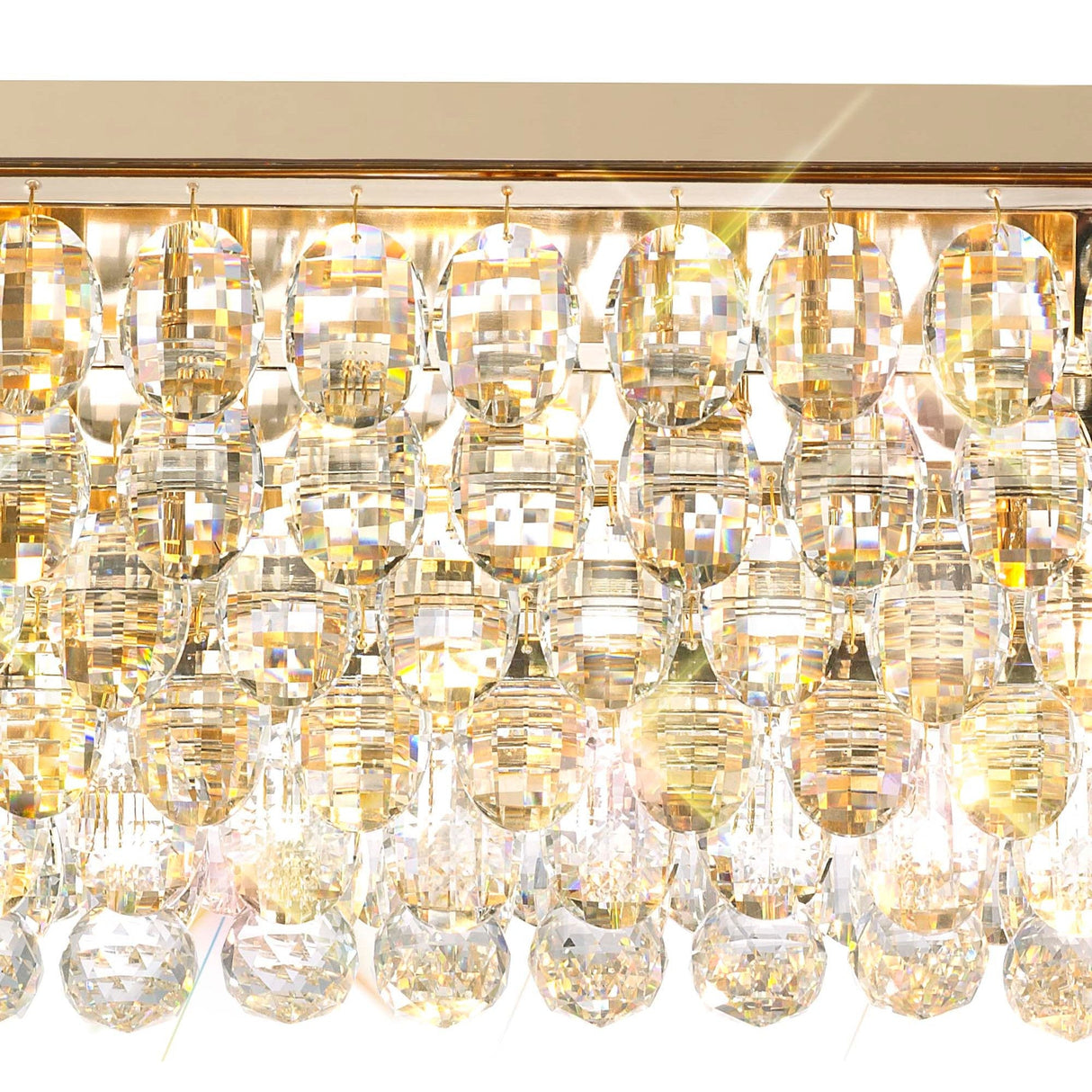 Coniston 11 Light Bar Crystal Flush Ceiling Light - French Gold