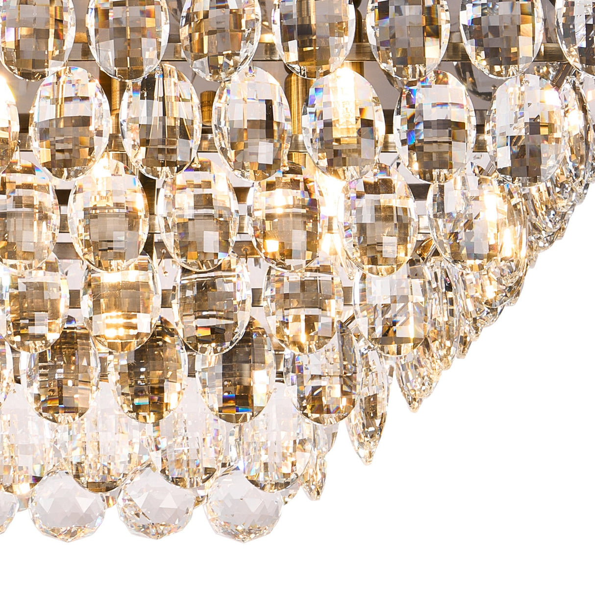 Coniston 5 Light Bar Crystal Flush Ceiling Light - Antique Brass