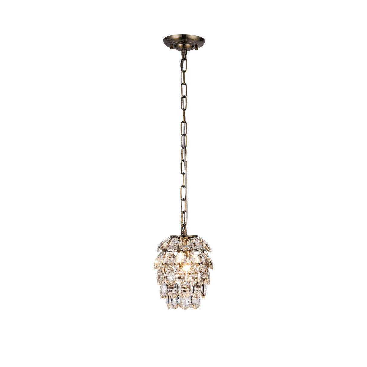 Coniston 17cm 1 Light Crystal Pendant Light - Antique Brass
