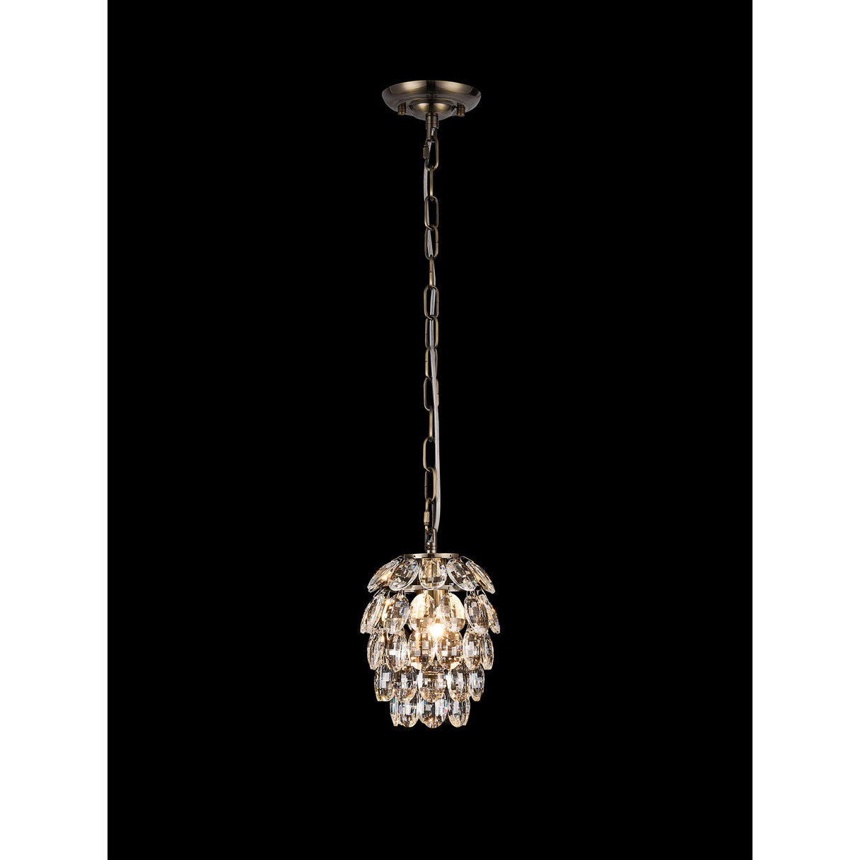 Coniston 17cm 1 Light Crystal Pendant Light - Antique Brass