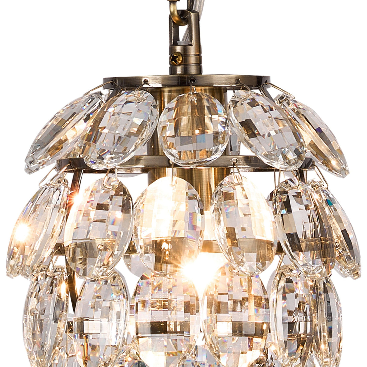 Coniston 17cm 1 Light Crystal Pendant Light - Antique Brass