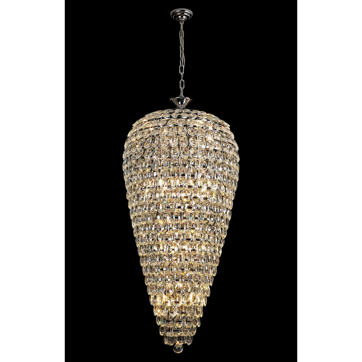 Coniston 60cm Tall Acorn 20 Light Crystal Chandelier - Polished Chrome