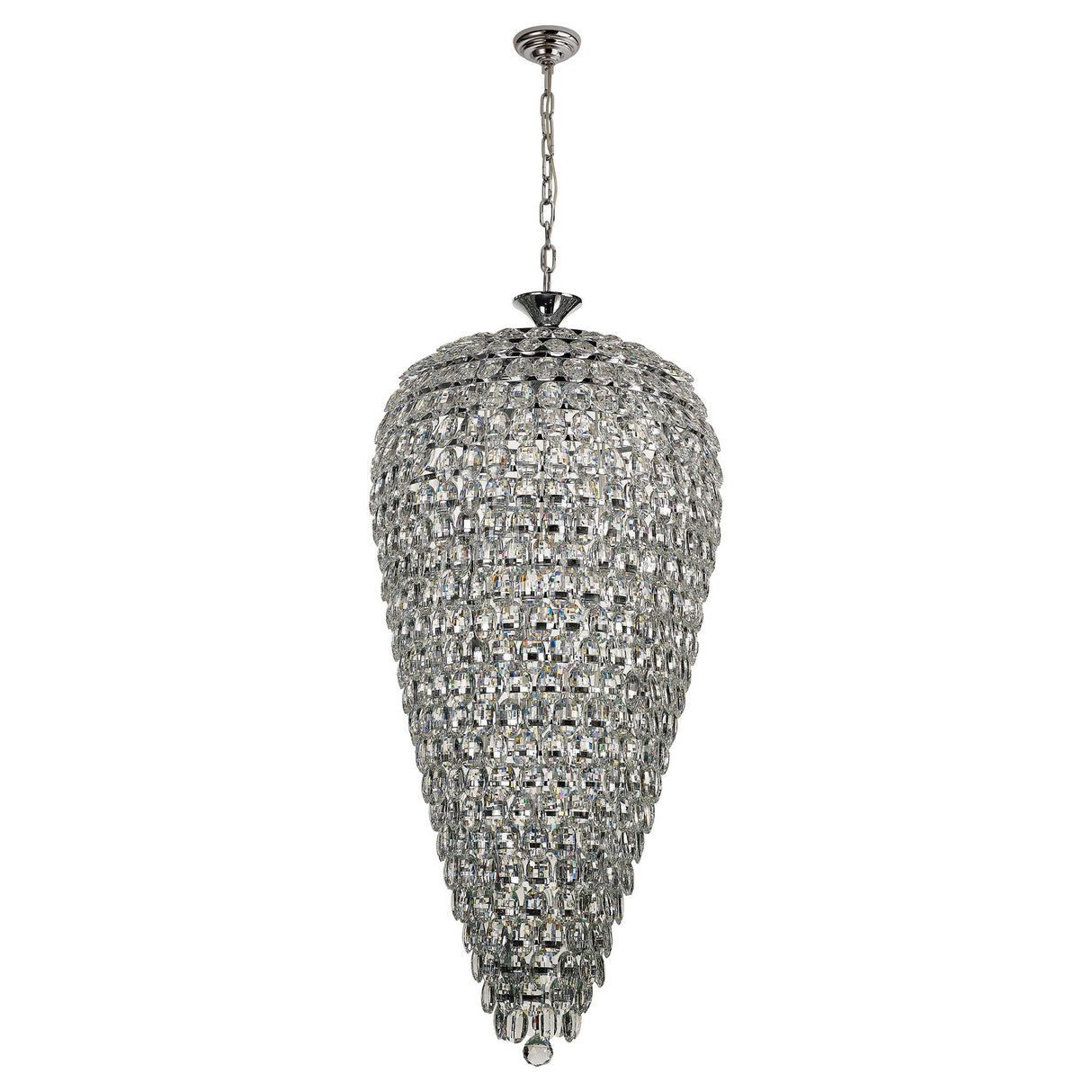 Coniston 60cm Tall Acorn 20 Light Crystal Chandelier - Polished Chrome
