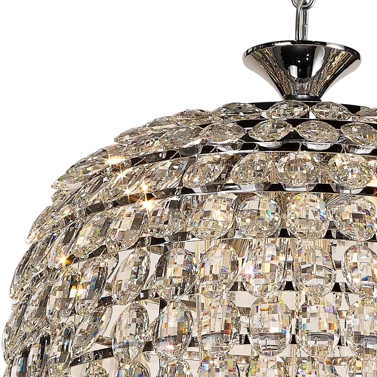 Coniston 60cm Tall Acorn 20 Light Crystal Chandelier - Polished Chrome