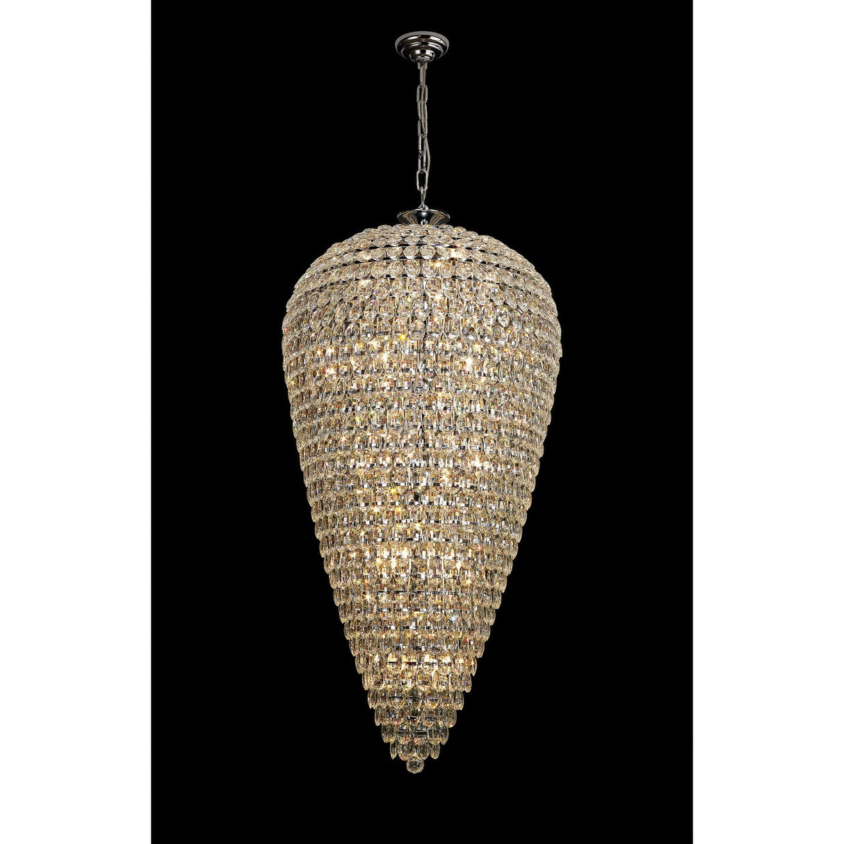 Coniston 80cm Tall Acorn 30 Light Crystal Chandelier - Polished Chrome