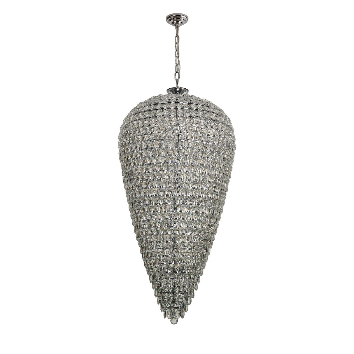 Coniston 80cm Tall Acorn 30 Light Crystal Chandelier - Polished Chrome
