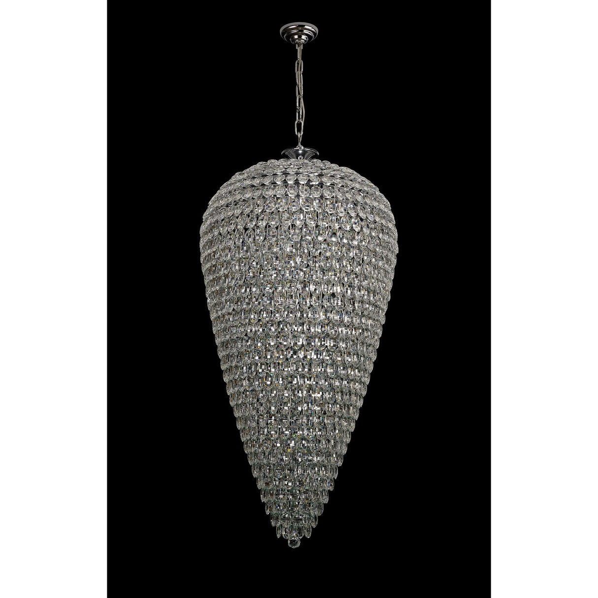 Coniston 80cm Tall Acorn 30 Light Crystal Chandelier - Polished Chrome