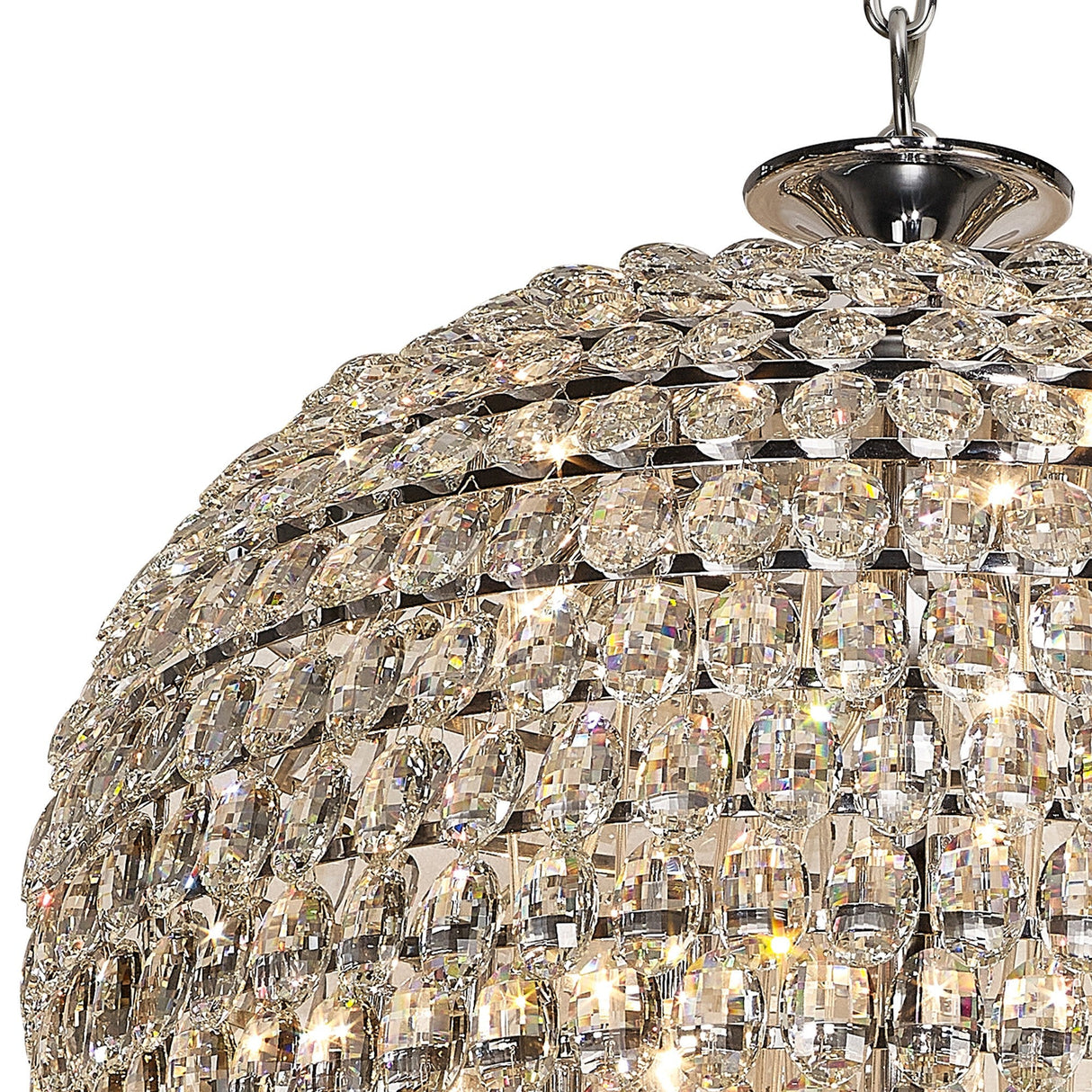 Coniston 80cm Tall Acorn 30 Light Crystal Chandelier - Polished Chrome