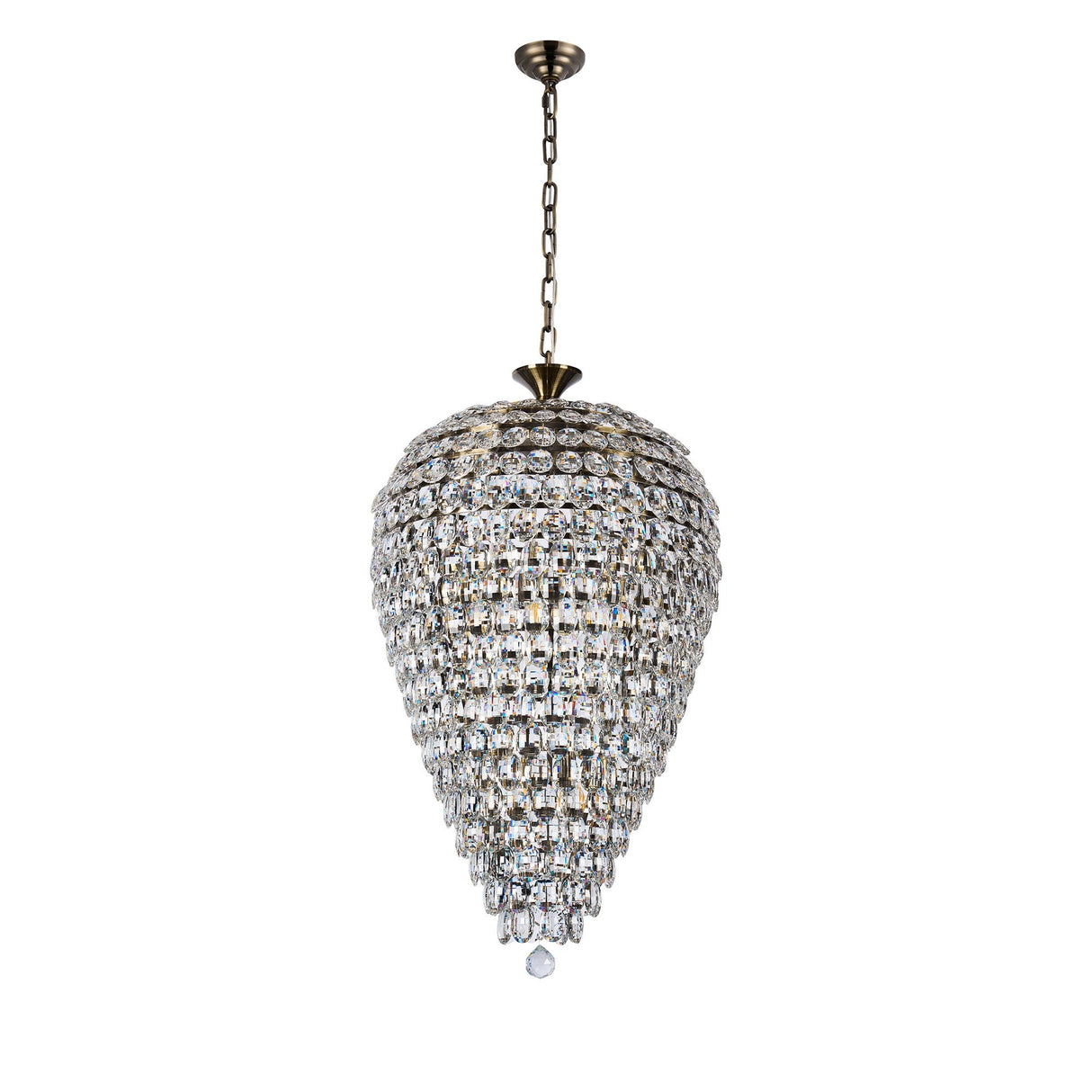 Coniston 60cm Acorn 16 Light Crystal Chandelier - Antique Brass