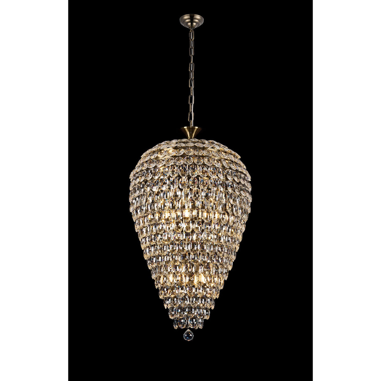 Coniston 60cm Acorn 16 Light Crystal Chandelier - Antique Brass