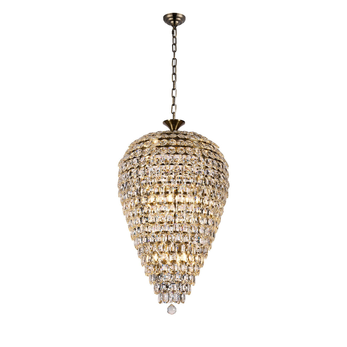 Coniston 60cm Acorn 16 Light Crystal Chandelier - Antique Brass