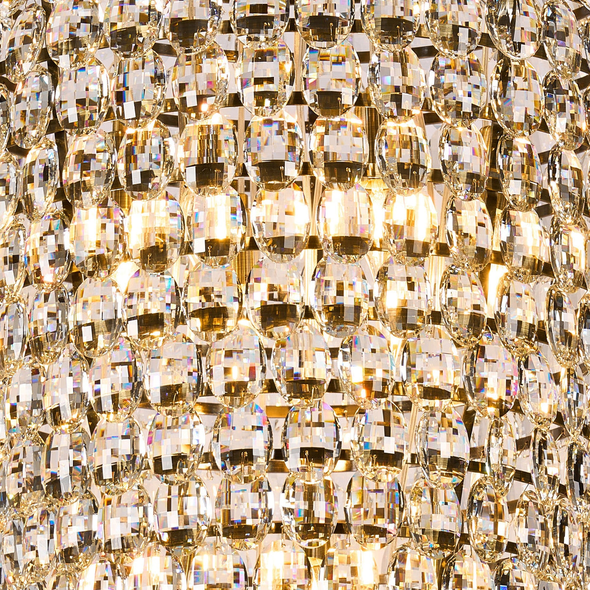 Coniston 60cm Tall Acorn 20 Light Crystal Chandelier - Antique Brass