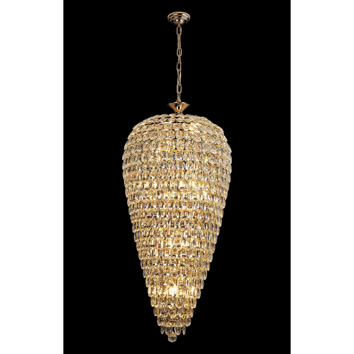 Coniston 60cm Tall Acorn 20 Light Crystal Chandelier - French Gold