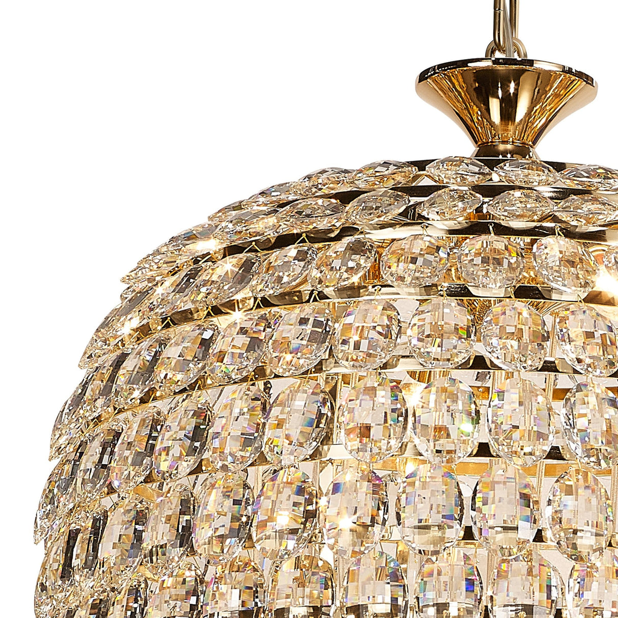 Coniston 60cm Tall Acorn 20 Light Crystal Chandelier - French Gold
