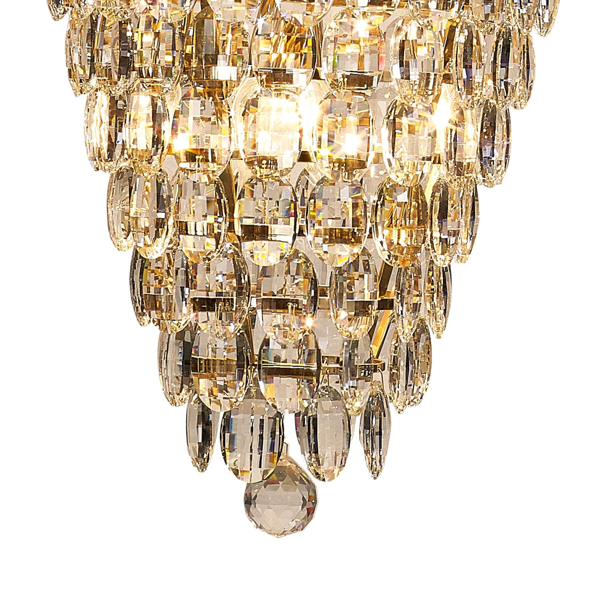 Coniston 60cm Tall Acorn 20 Light Crystal Chandelier - French Gold